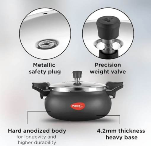 Pigeon By Stovekraft All in One Super Cooker Aluminium with Outer Lid Induction and Gas Stove Compatible 5 Litre Capacity for Healthy Cooking (Black) - Image 3